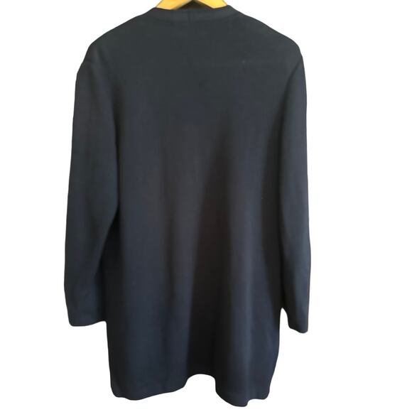 ST. JOHN | Santana Knit Navy Blue Long Cardigan with Gold & Enamel Buttons Sz M - Picture 2 of 7